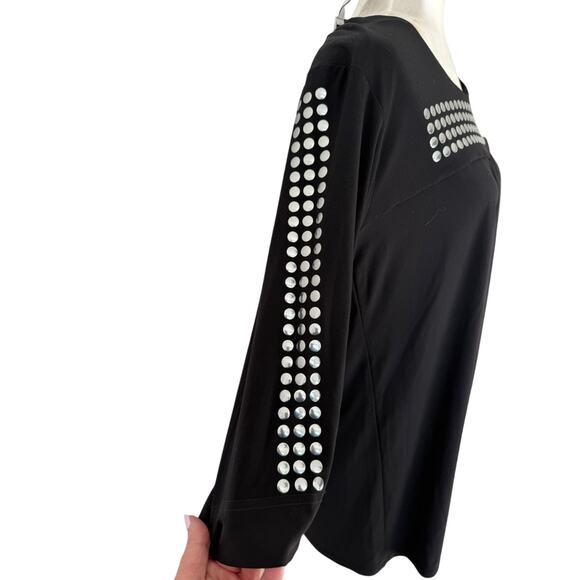 Joseph Ribkoff Black Silver Stud Scoop Neck Long Sleeve Tunic Mini Dress size 8 - Picture 8 of 9